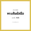 ทรงสัมผัสมือ หมายถึงอะไร?, คำราชาศัพท์ ทรงสัมผัสมือ หมายถึง จับมือ หมวดหมู่ กริยา หมวด กริยา
